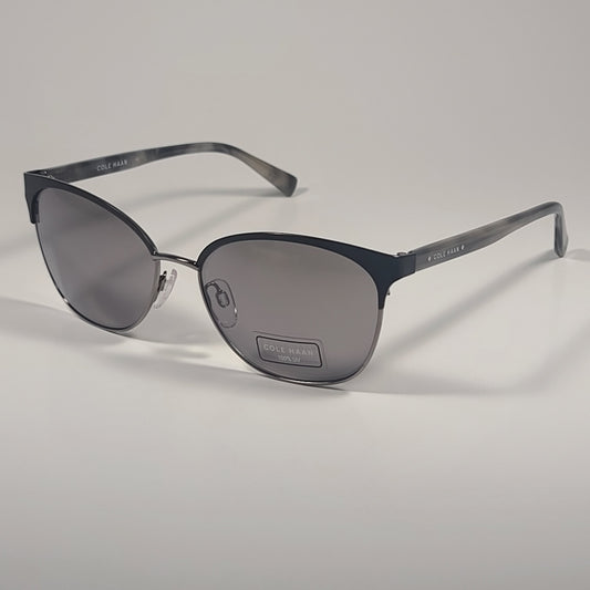 Cole Haan CH7044 001 Cat Eye Sunglasses Black Gray Frame Gray Mirror Lens 57mm