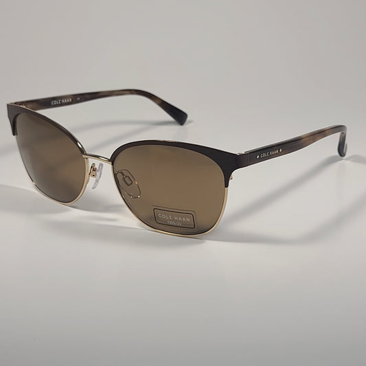 Cole Haan CH7044 210 Cat Eye Sunglasses Brown Havana Frame Brown Mirror Lens 57mm - Sunglasses