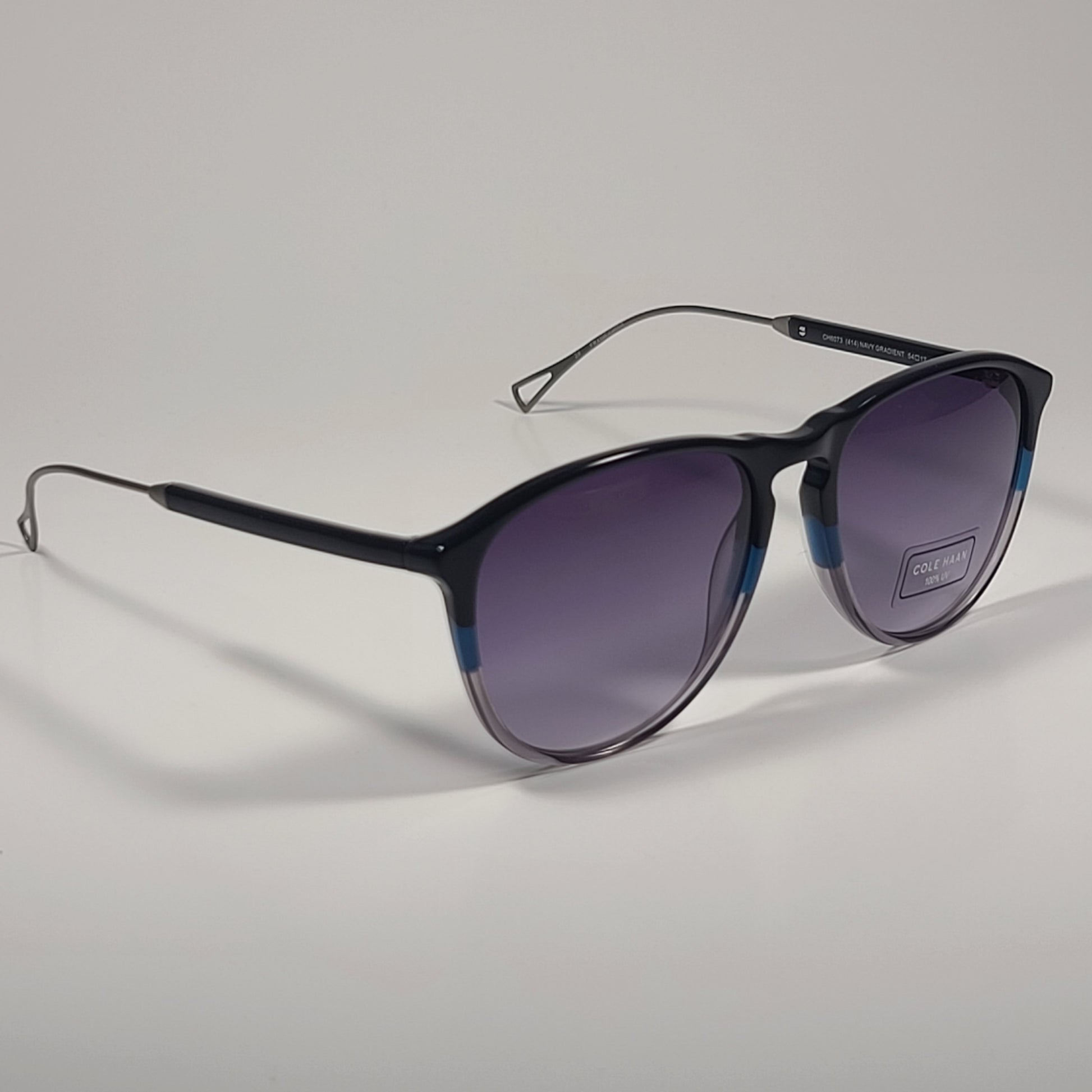 Cole Haan Grand.ØS CH6073 414 Key Hole Sunglasses Navy Smoke Gradient Lens - Sunglasses