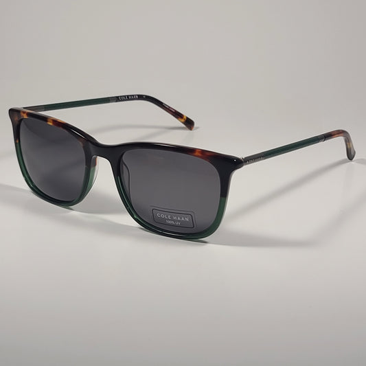 Cole Haan CH6068 320 Square Sunglasses Green Tortoise Fade Green Gray Lens 55mm