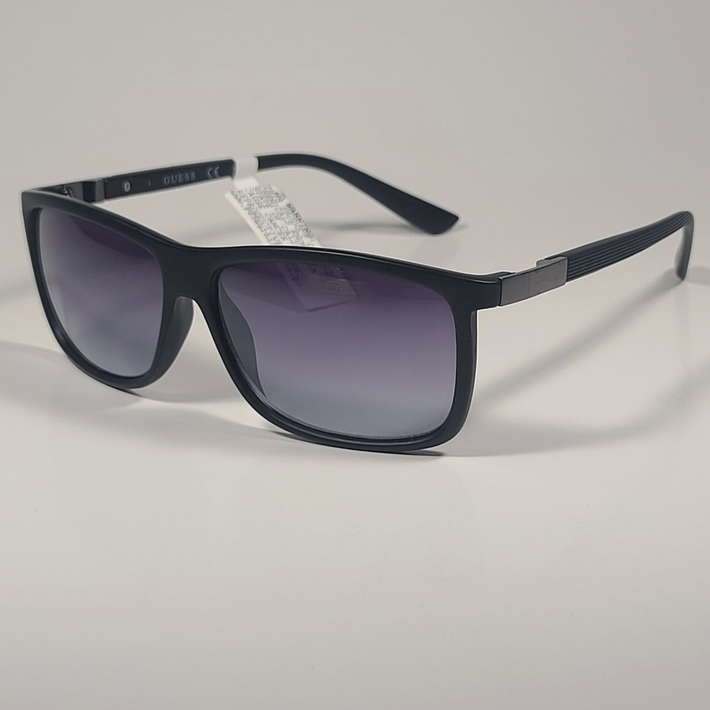 Guess Rectangle Sunglasses Matte Black Frame Blue Gradient Lens GF0191 02W - Sunglasses