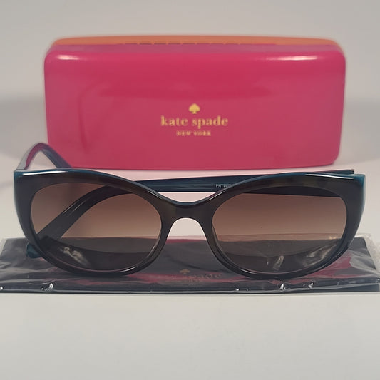 Kate Spade Phyllis/S 0JUT/Y6 Oval Cat Sunglasses Tort Aqua Blue Brown Lens 52mm - Sunglasses