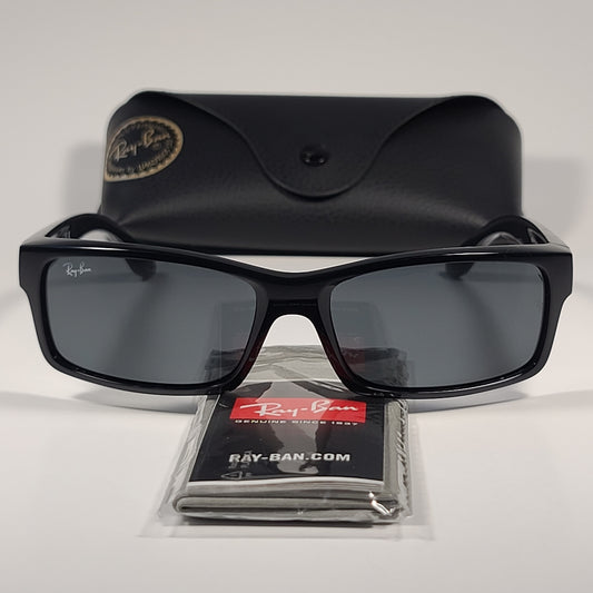 Ray-Ban Active Rectangle Sunglasses Black Gloss Nylon Frame Green Lens RB4151 601 - Sunglasses