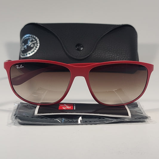 Ray-Ban Tech Wrap Sunglasses LiteForce Matte Red Frame Brown Gradient Lens RB4213 6123/13 - Sunglasses