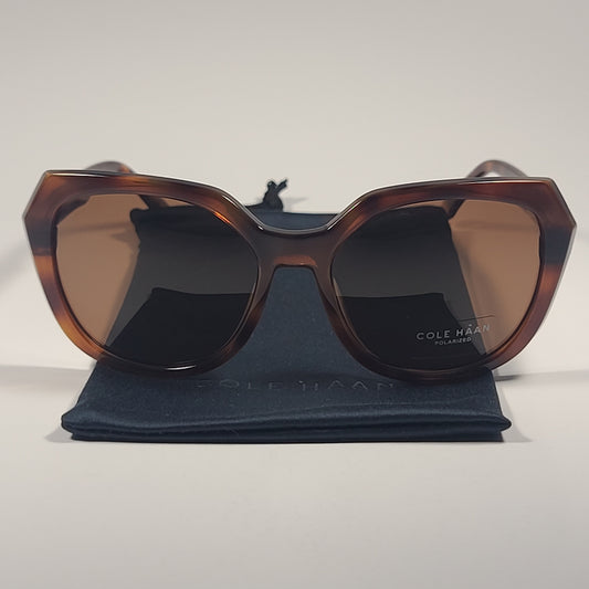 Cole Haan Cat Eye Cutoff Polarized Sunglasses Brown Tortoise Brown CH9040 215 55mm - Sunglasses