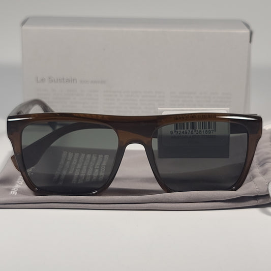 Le Specs Le Sustain Aristoplastic Shield Sunglasses Pecan Brown Frame / Green Lens LSU2229559 56mm - Sunglasses