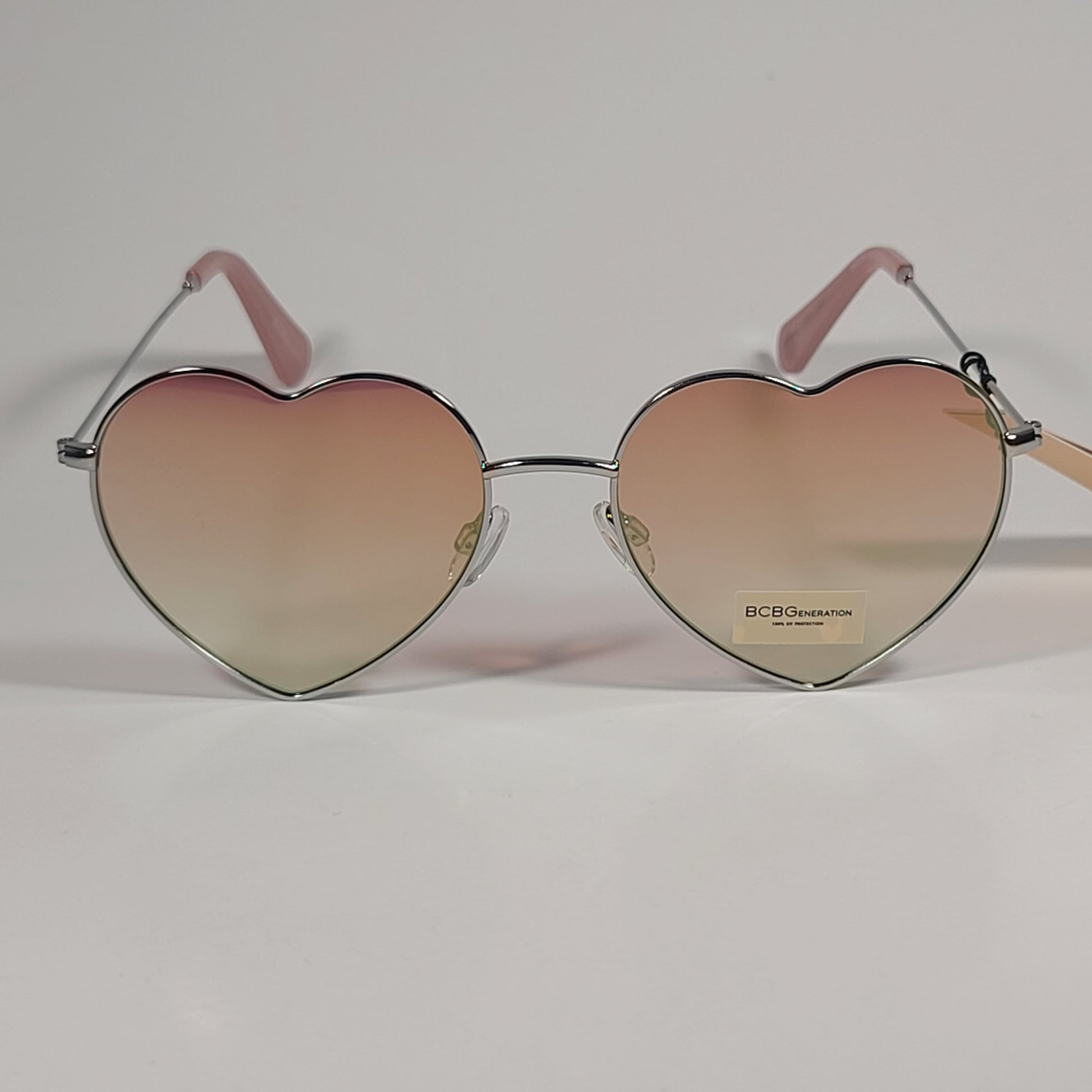 BCBGeneration Heart Sunglasses Silver Frame Nude Gradient Lens BG3064CE 045 59mm - Sunglasses