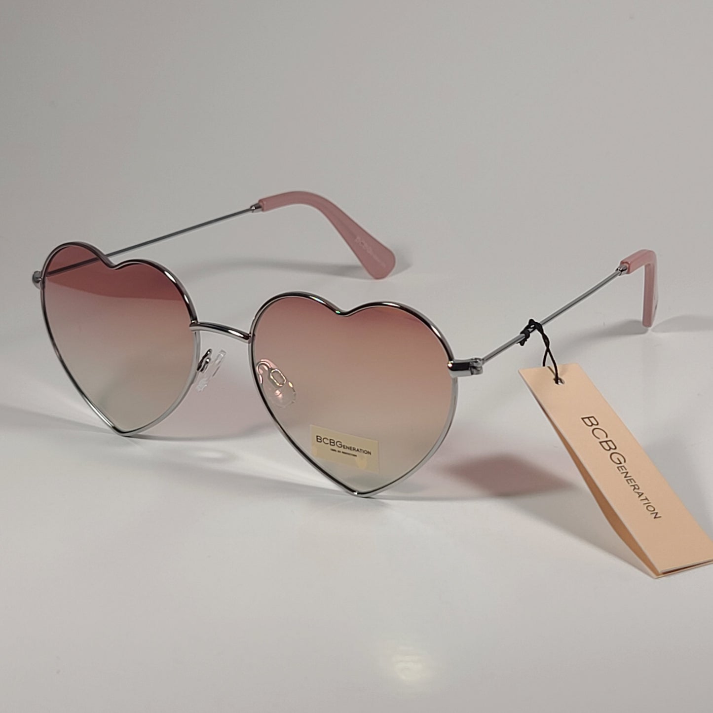 BCBGeneration Heart Sunglasses Silver Frame Nude Gradient Lens BG3064CE 045 59mm - Sunglasses