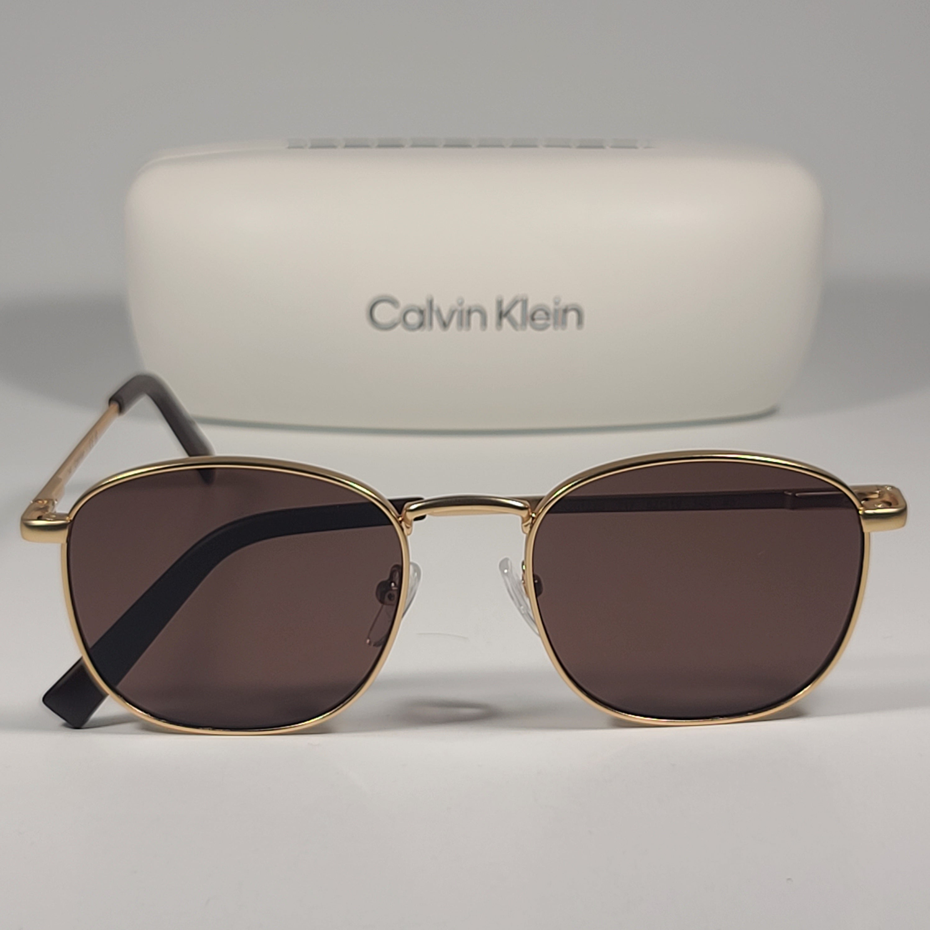 Calvin Klein CK20122S 717 Designer Sunglasses Matte Gold With Brown Ti TheSunglassFashion