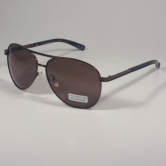 Tommy Hilfiger MM OM655 Aviator Sunglasses Brown Bronze Metal Frame Brown Lens - Sunglasses