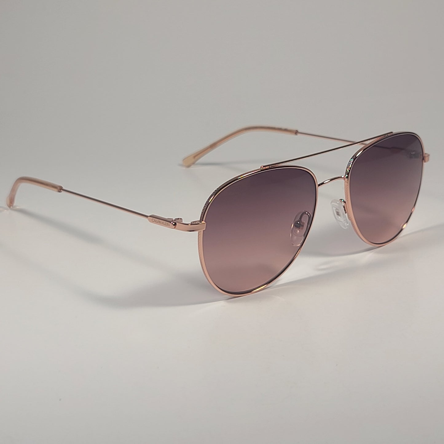 Calvin Klein CK20120S 780 Aviator Pilot Sunglasses Rose Gold Frame Brown Lens - Sunglasses