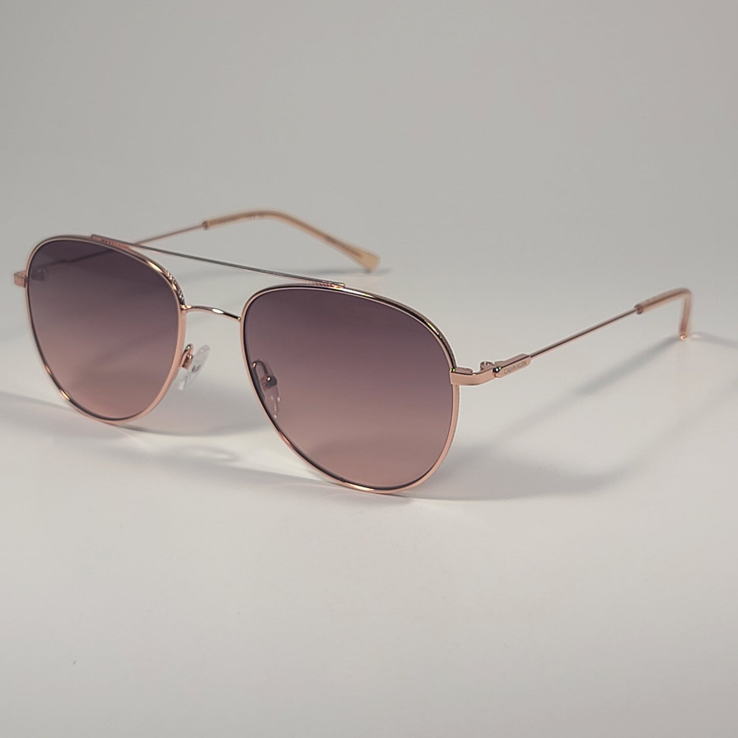 Calvin Klein CK20120S 780 Aviator Pilot Sunglasses Rose Gold Frame Brown Lens - Sunglasses