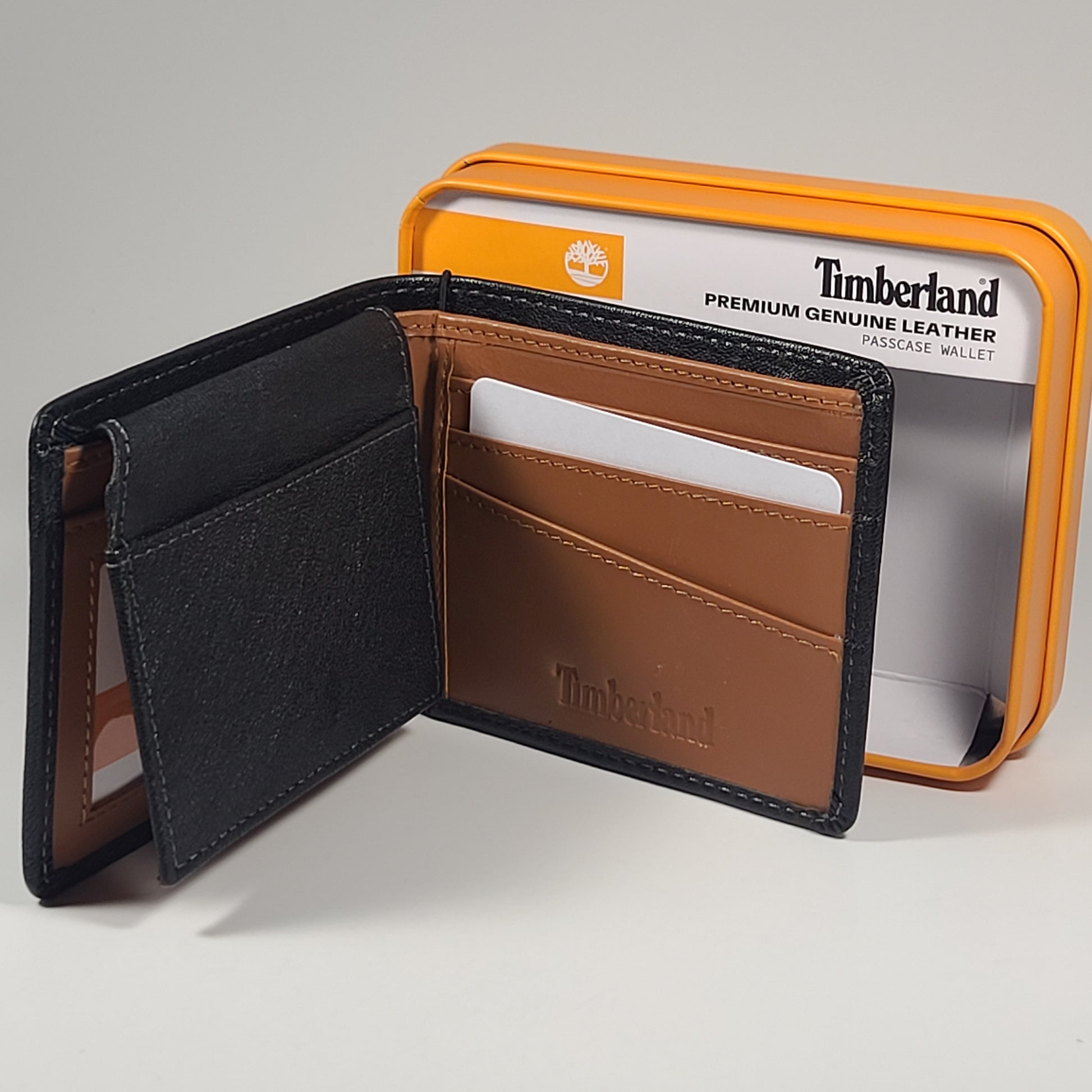 Timberland Men’s Bifold Black Premium Genuine Leather Passcase Wallet NP0729/08RS - Wallets