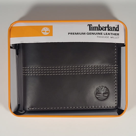 Timberland Men’s Bifold Dark Brown Premium Genuine Leather Banker Passcase Wallet NP0298/01RS - Wallets