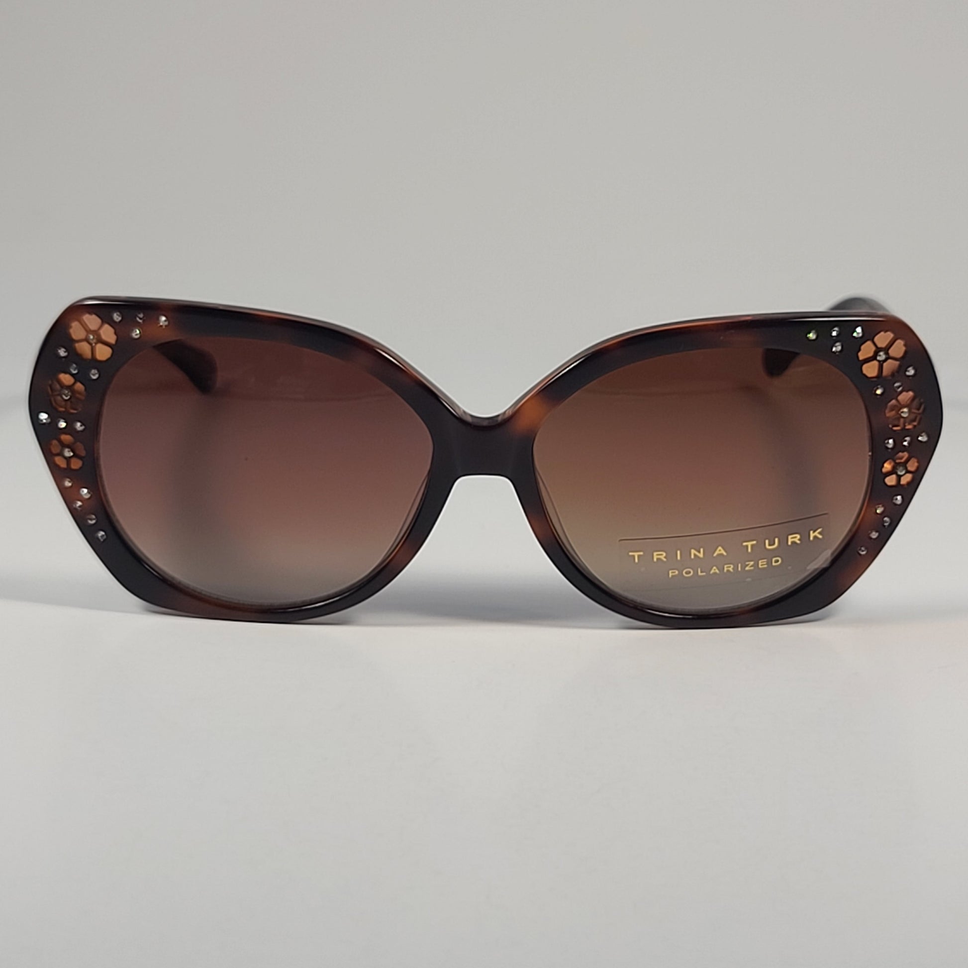 Trina Turk Nantucket Polarized Full Rim Sunglasses Tortoise Brown Frame Lens 54mm - Sunglasses