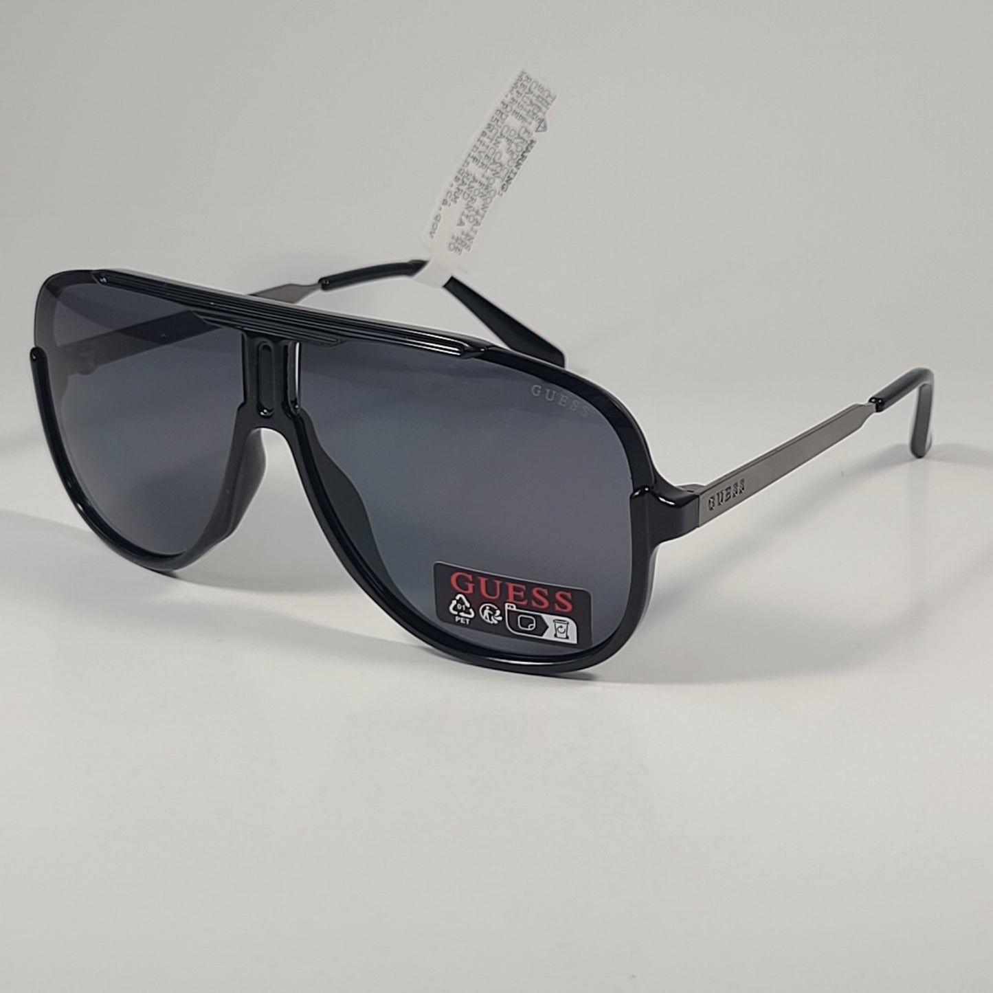 Guess GO00060 01A Aviator Pilot Sunglasses Black Gunmetal Frame Gray Lens - Sunglasses