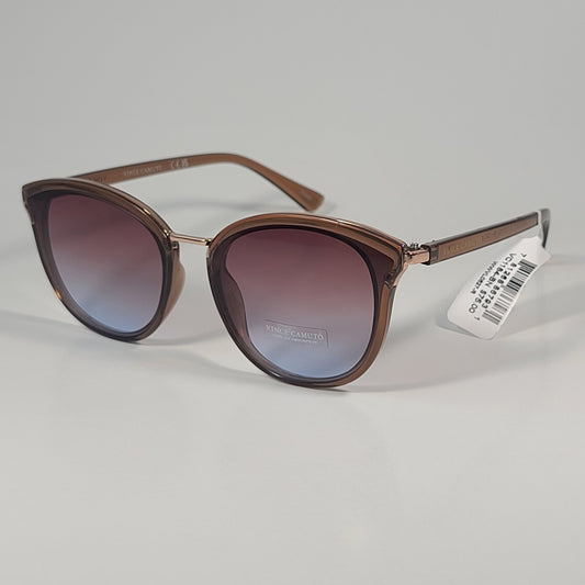 Vince Camuto VC1184 BN Round Cat Eye Sunglasses Brown Crystal Frame Brown Blue Lens - Sunglasses