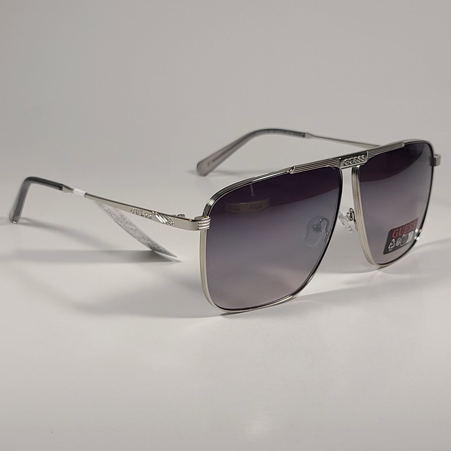 Guess GO00052 10C Navigator Sunglasses Silver Frame Gray Gradient Lens 64mm - Sunglasses