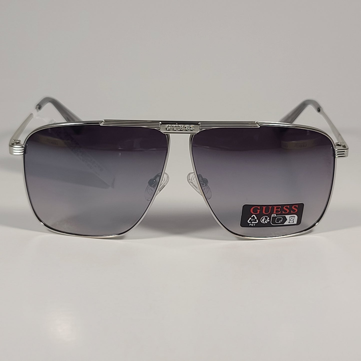 Guess GO00052 10C Navigator Sunglasses Silver Frame Gray Gradient Lens 64mm - Sunglasses