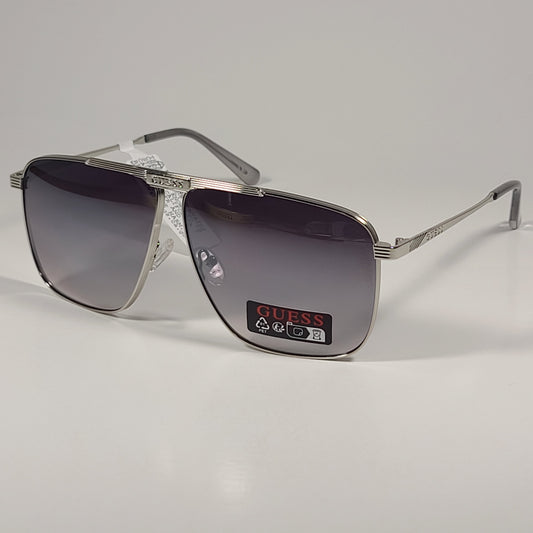 Guess GO00052 10C Navigator Sunglasses Silver Frame Gray Gradient Lens 64mm - Sunglasses