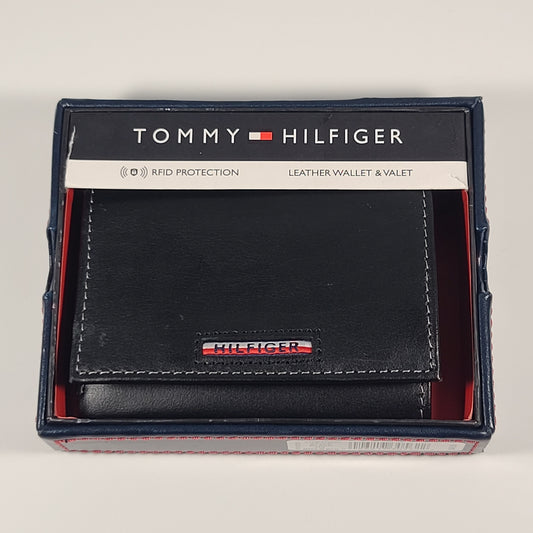 Tommy Hilfiger Men Trifold Black Leather RFID Wallet & Valet Passcase 31HP110023 - Wallets