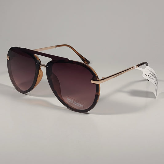 Vince Camuto VC991 TS Rimless Aviator Sunglasses Gold Frame Brown Gradient Lens - Sunglasses