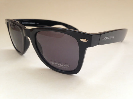 Lucky Brand Dusk Sunglasses Classic Retro Square Frame Shiny Black Frame / Gray Lens