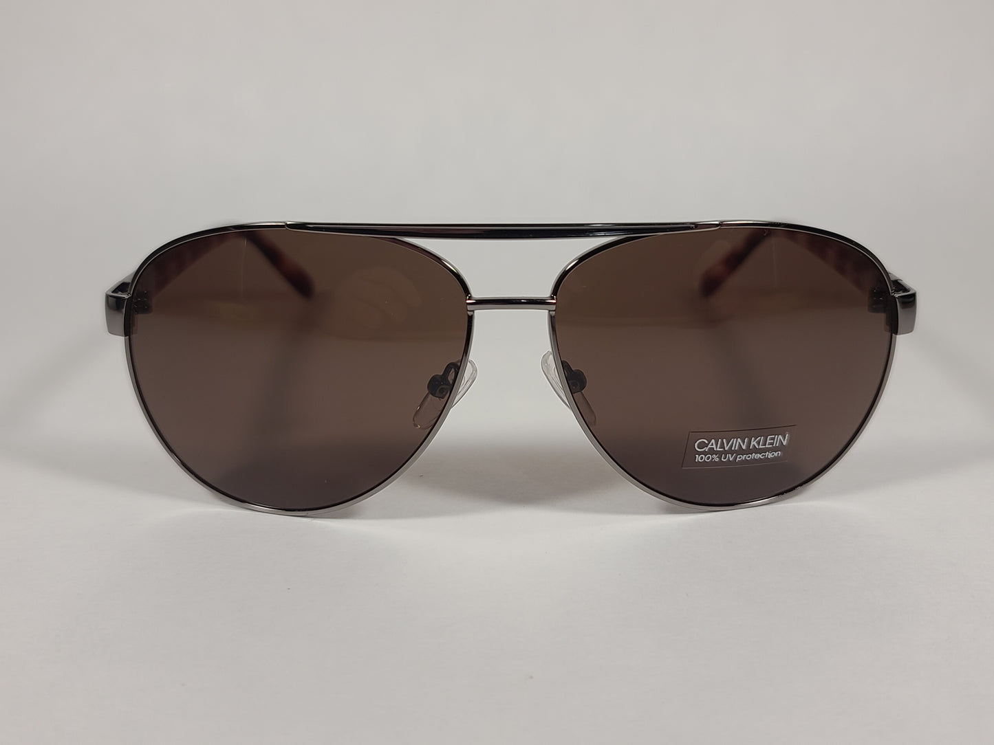 Calvin Klein Aviator Pilot Sunglasses CK19321S 008 Gunmetal And Brown Frame Brown Lens - Sunglasses