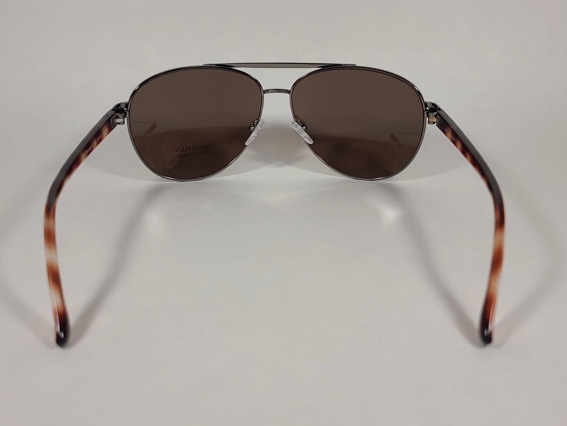 Calvin Klein Aviator Pilot Sunglasses CK19321S 008 Gunmetal And Brown Frame Brown Lens - Sunglasses