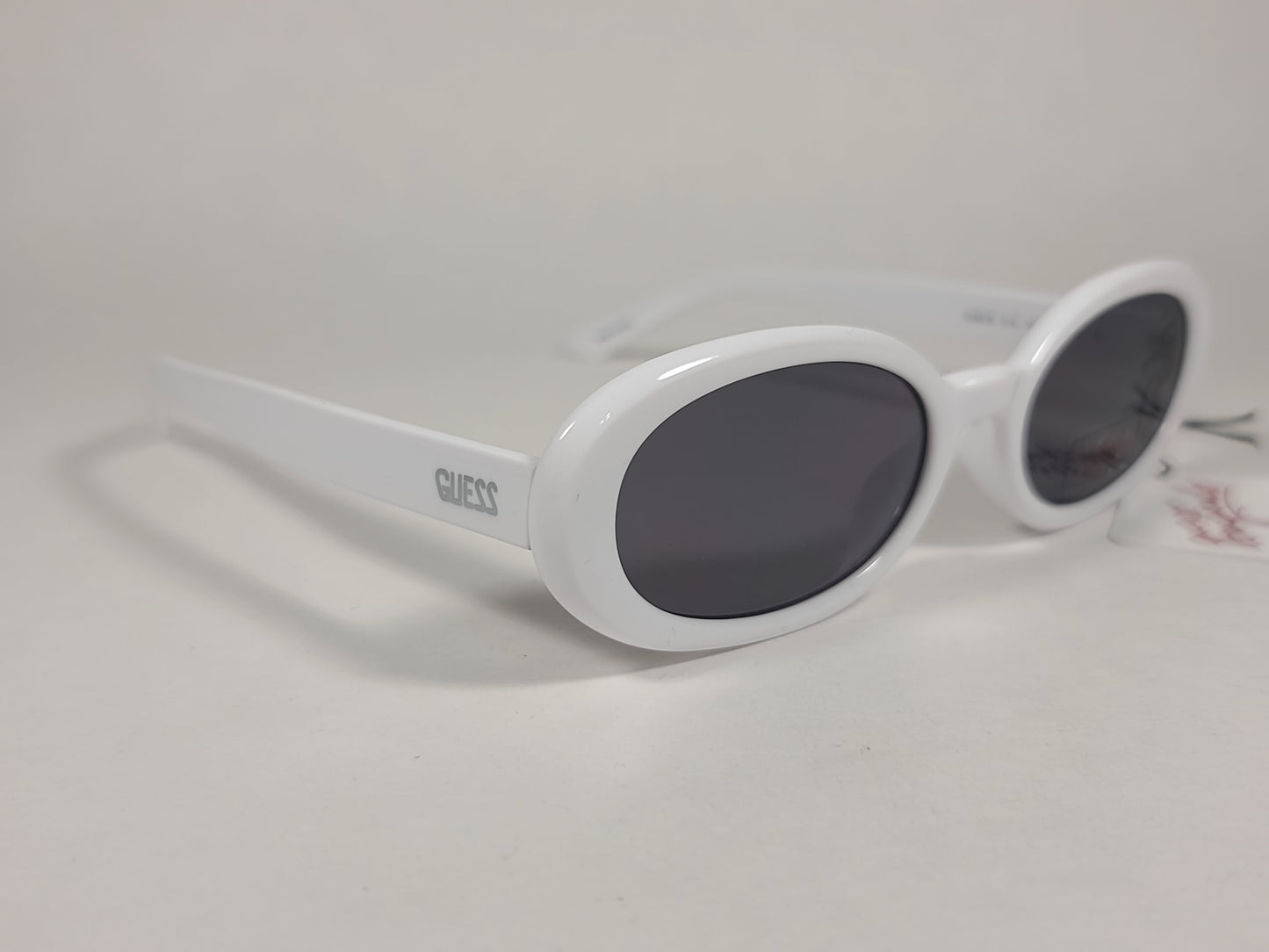 Guess Originals Small Oval Sunglasses White Frame Gray Lens GU8216 21A - Sunglasses