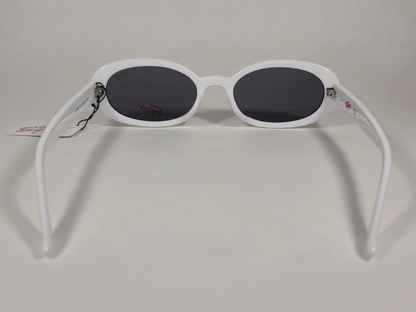 Guess Originals Small Oval Sunglasses White Frame Gray Lens GU8216 21A - Sunglasses