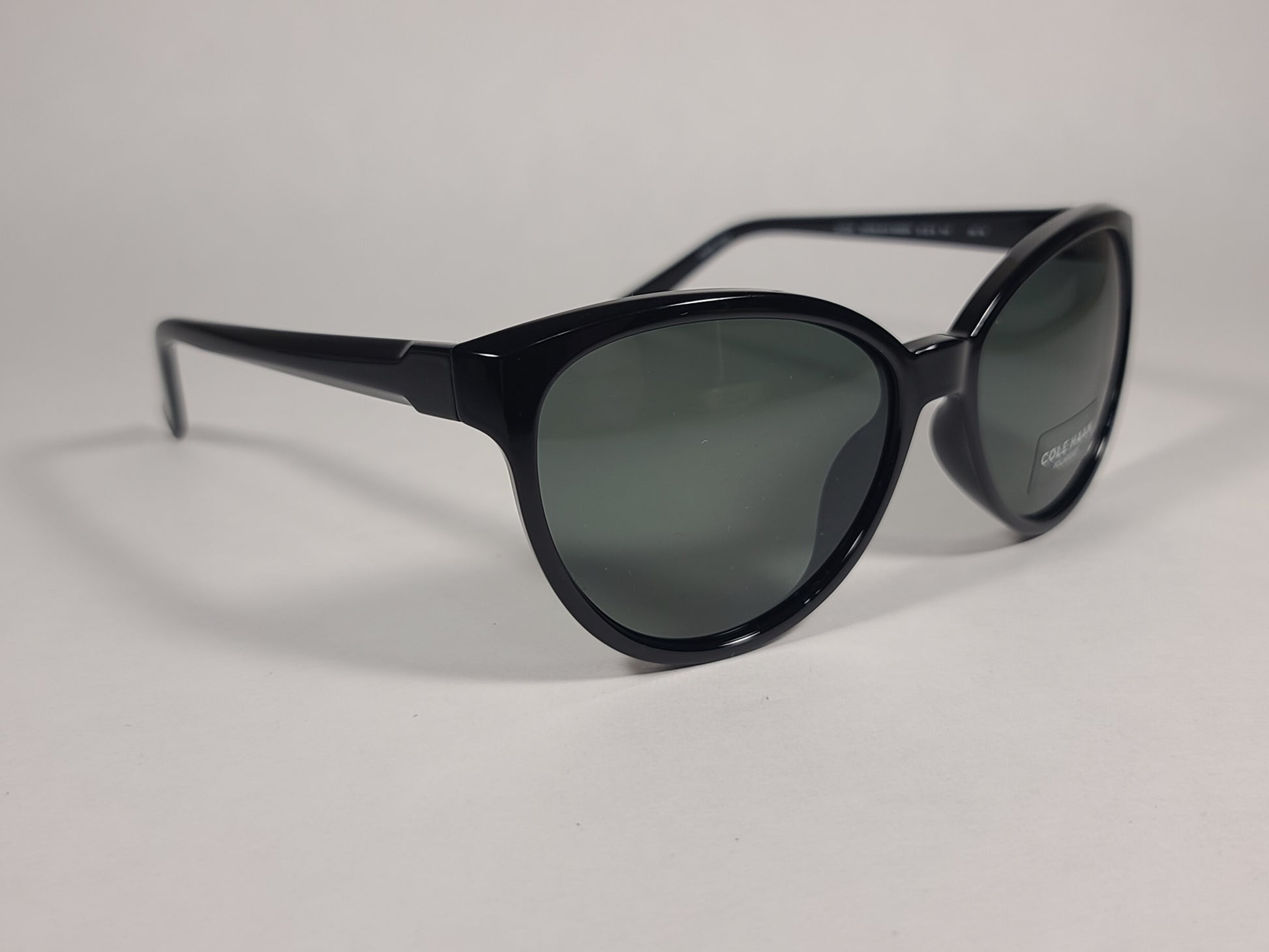 Cole Haan Cat Eye Polarized Sunglasses Shiny Black Green CH7046 003 BLACK GREEN - Sunglasses