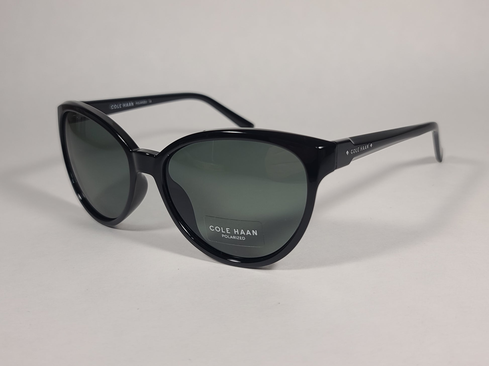 Cole Haan Cat Eye Polarized Sunglasses Shiny Black Green CH7046 003 BLACK GREEN - Sunglasses