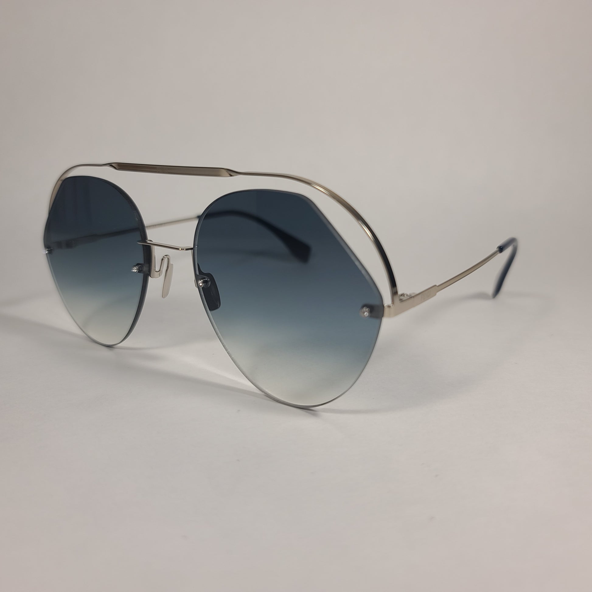 Fendi Exotic Aviator Sunglasses Metal Frame Blue Gradient FF0326/S PJP 08 BLUE - Sunglasses