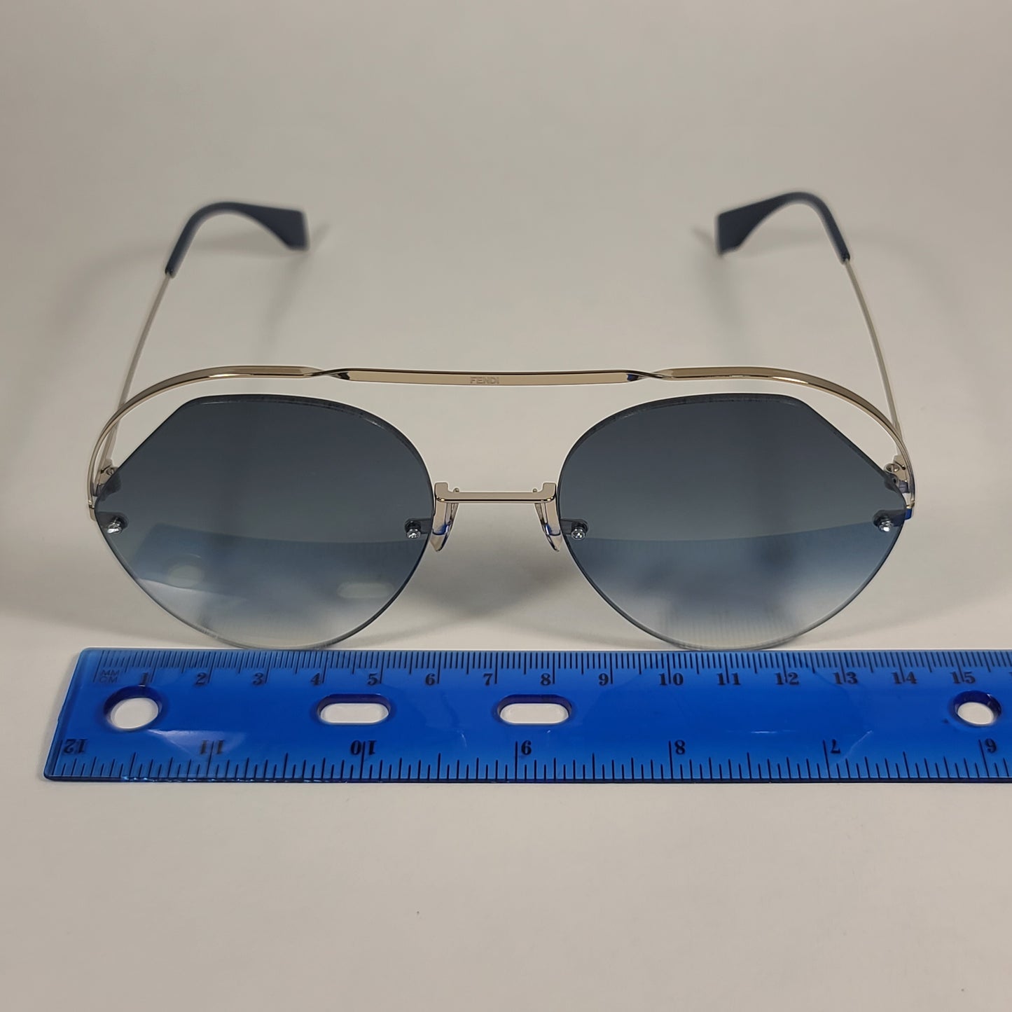 Fendi Exotic Aviator Sunglasses Metal Frame Blue Gradient FF0326/S PJP 08 BLUE - Sunglasses