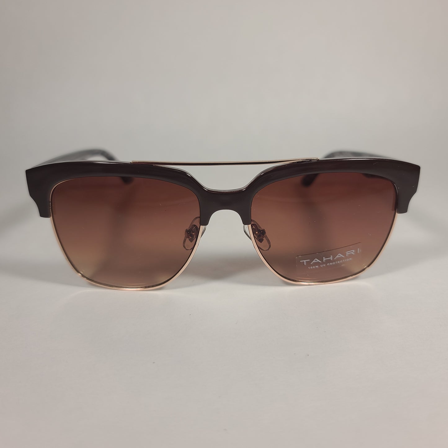 Tahari Square Club Sunglasses Brown Coffee Frame Brown Gradient Lens TH680 COF - Sunglasses