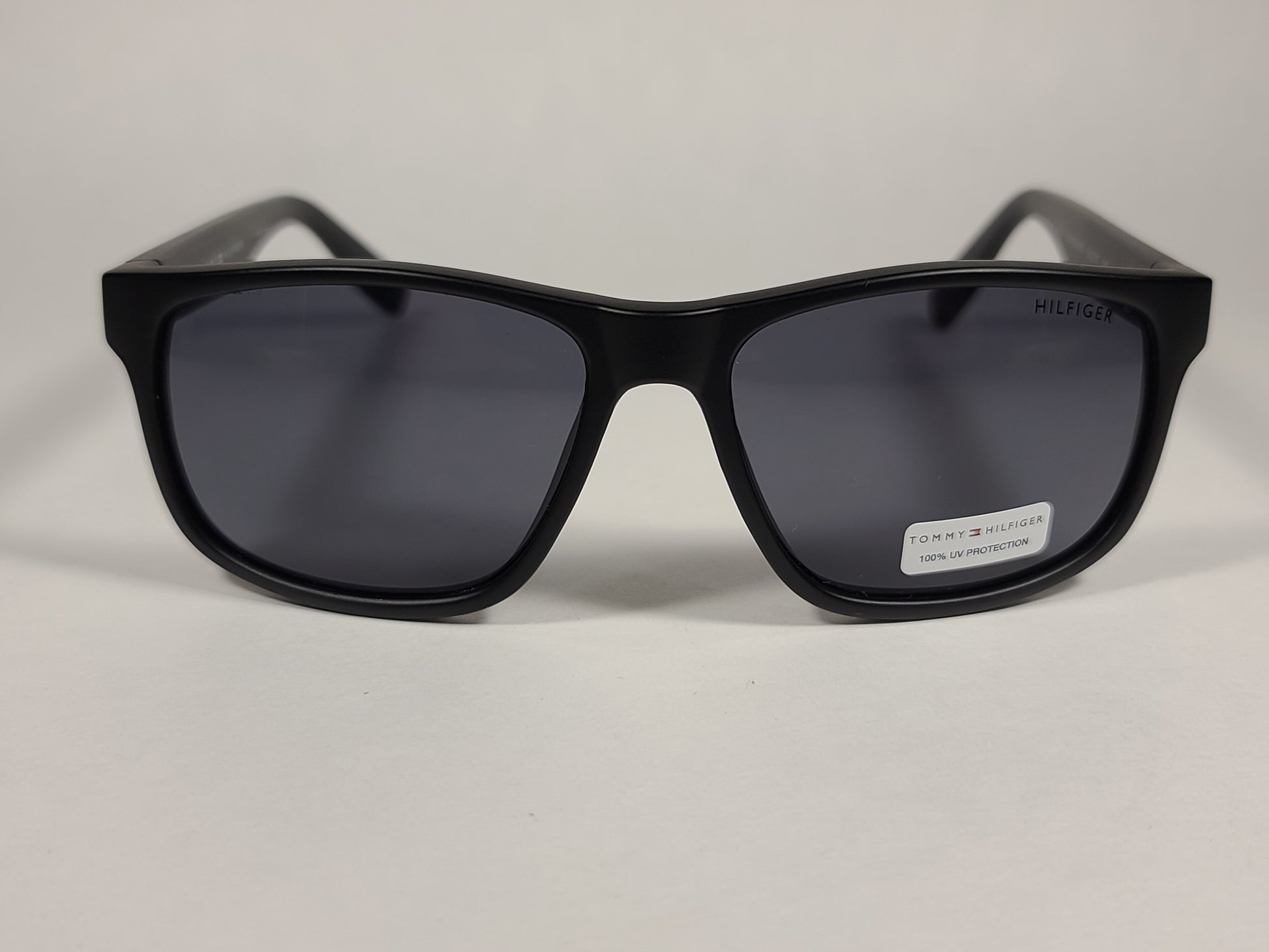 Tommy Hilfiger Saint Rectangular Sunglasses Matte Black Frame Gray Lens SAINT MP OM492 - Sunglasses