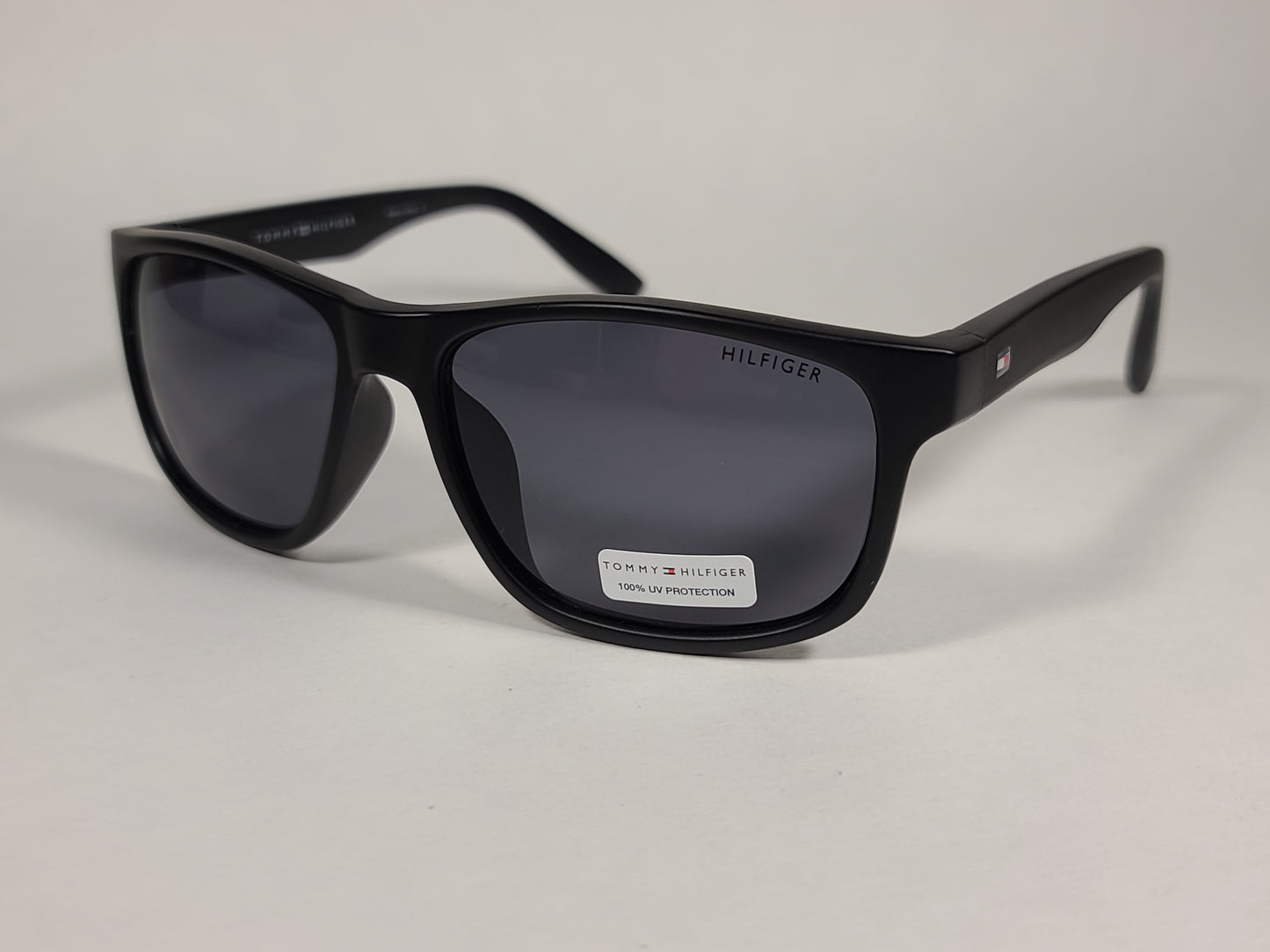 Tommy Hilfiger Saint Rectangular Sunglasses Matte Black Frame Gray Lens SAINT MP OM492 - Sunglasses