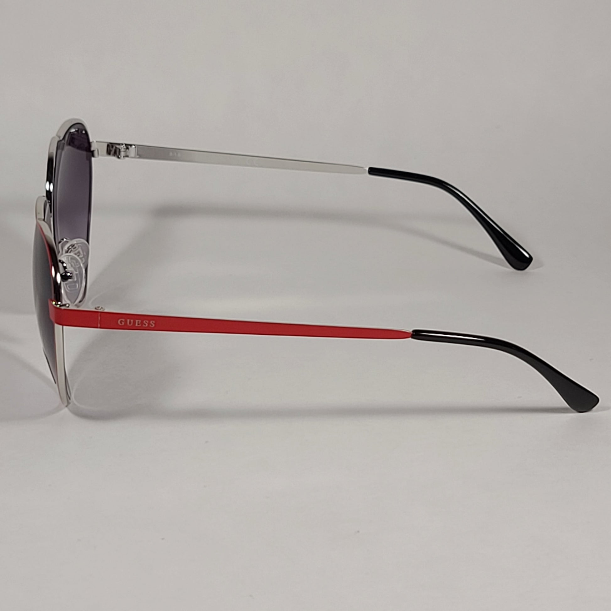 Guess Heart Sunglasses Red Metal Frame Gray Purple Smoke Gradient Lens GF0335 66A - Sunglasses
