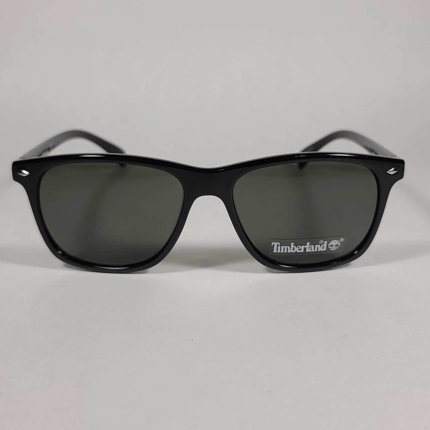 Timberland Square Sunglasses Shiny Black Frame Green Lens TB7140 01N - Sunglasses