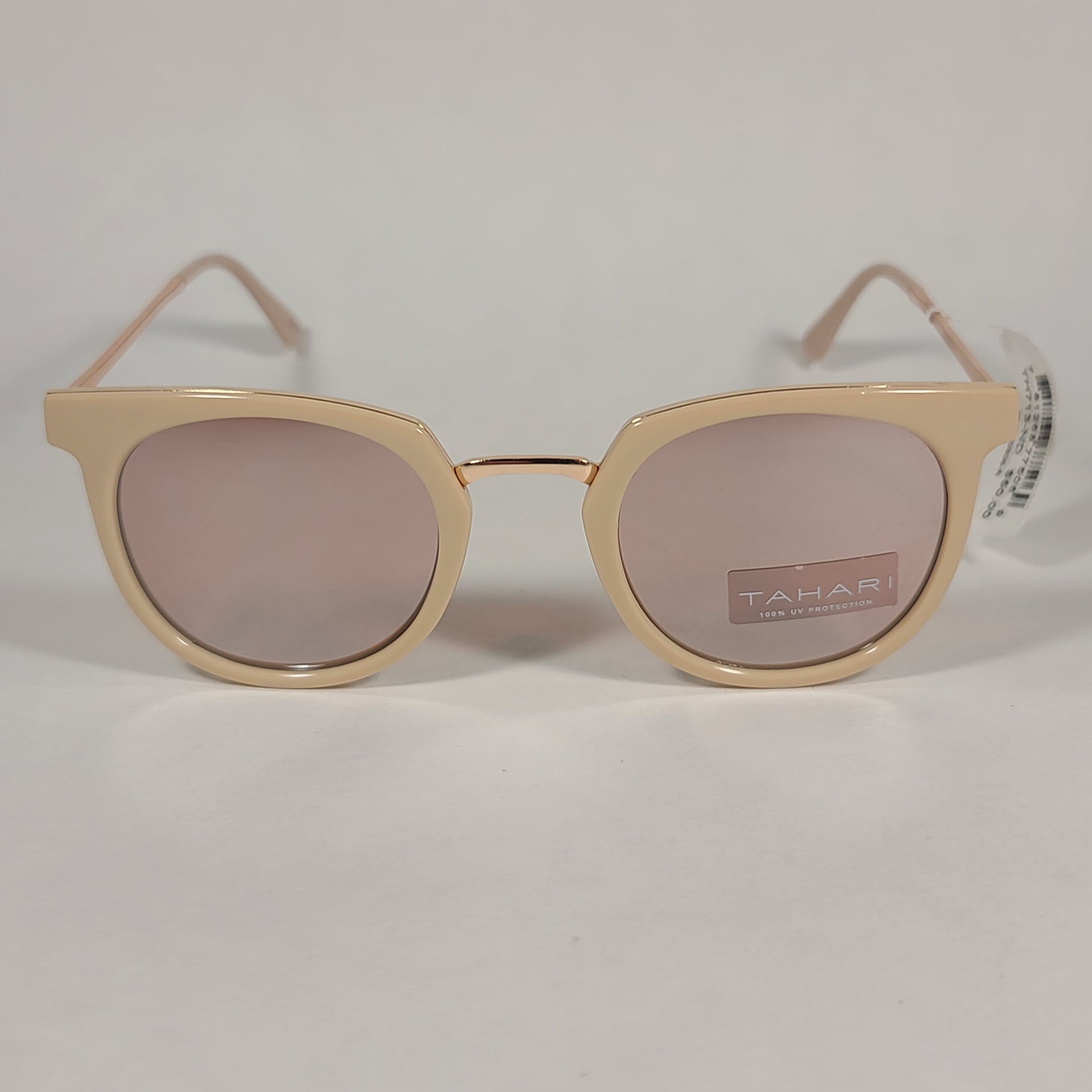 Tahari Round Sunglasses Nude And Rose Gold Frame Silver Mirror Lens TH713 ND - Sunglasses