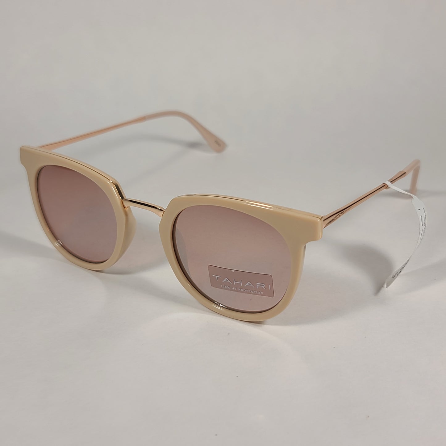 Tahari Round Sunglasses Nude And Rose Gold Frame Silver Mirror Lens TH713 ND - Sunglasses