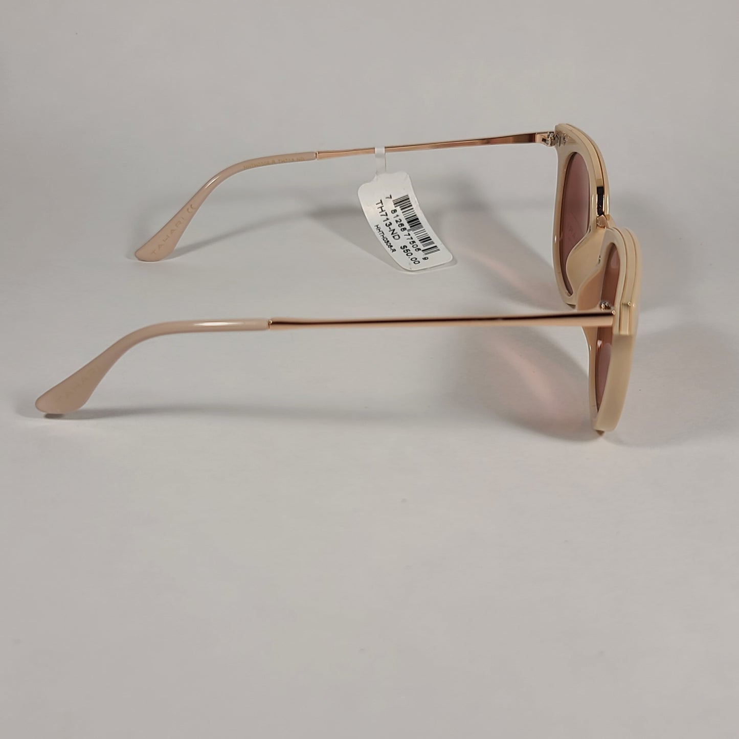 Tahari Round Sunglasses Nude And Rose Gold Frame Silver Mirror Lens TH713 ND - Sunglasses