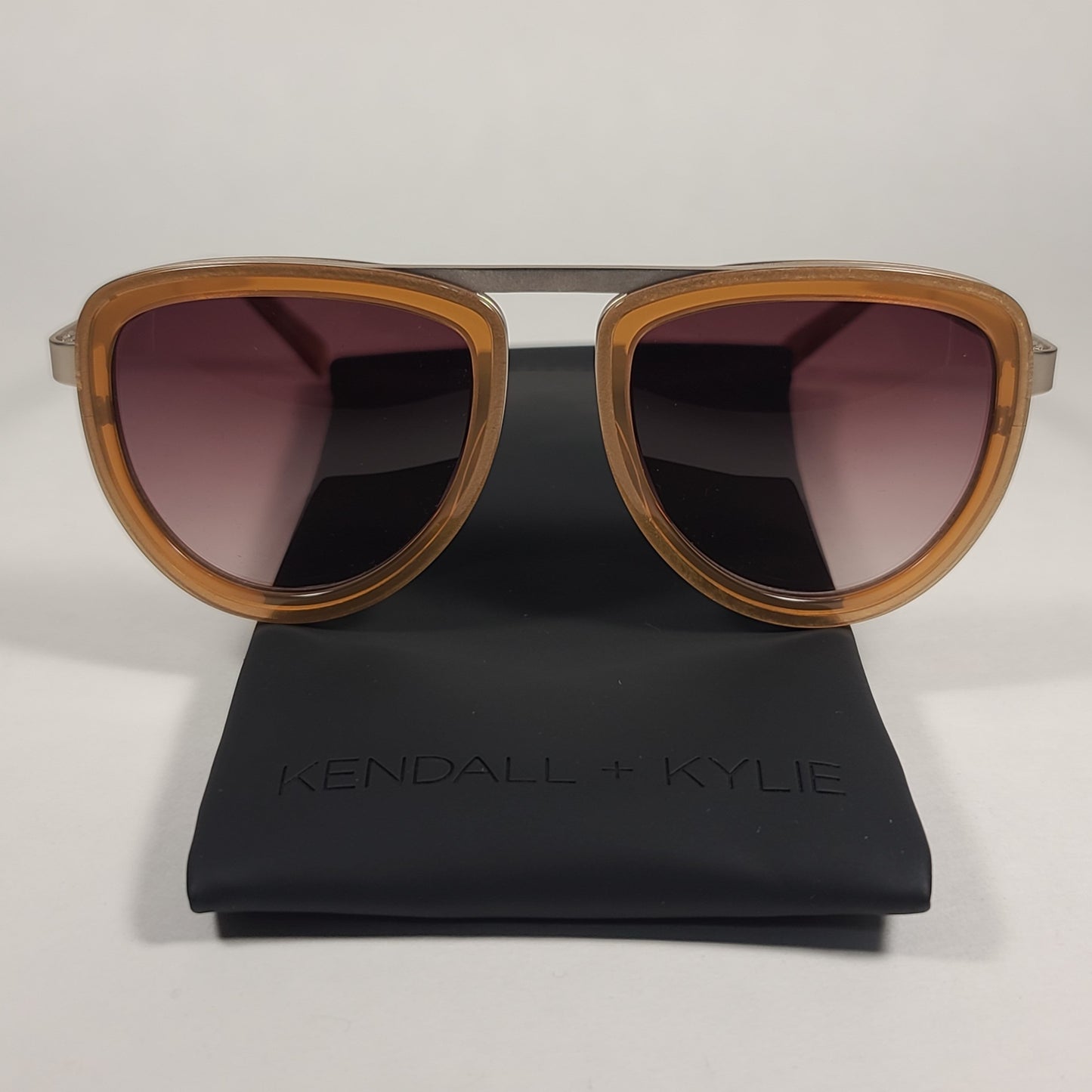 Kendall + Kylie Jones Aviator Sunglasses Shiny Crystal and Light Brown With Gradient Lens KK5009D 207 - Sunglasses