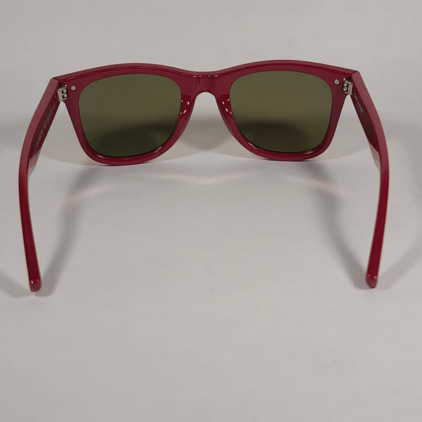 Saint Laurent Square Sunglasses Red Frame Orange Mirror Flash Lens SL5