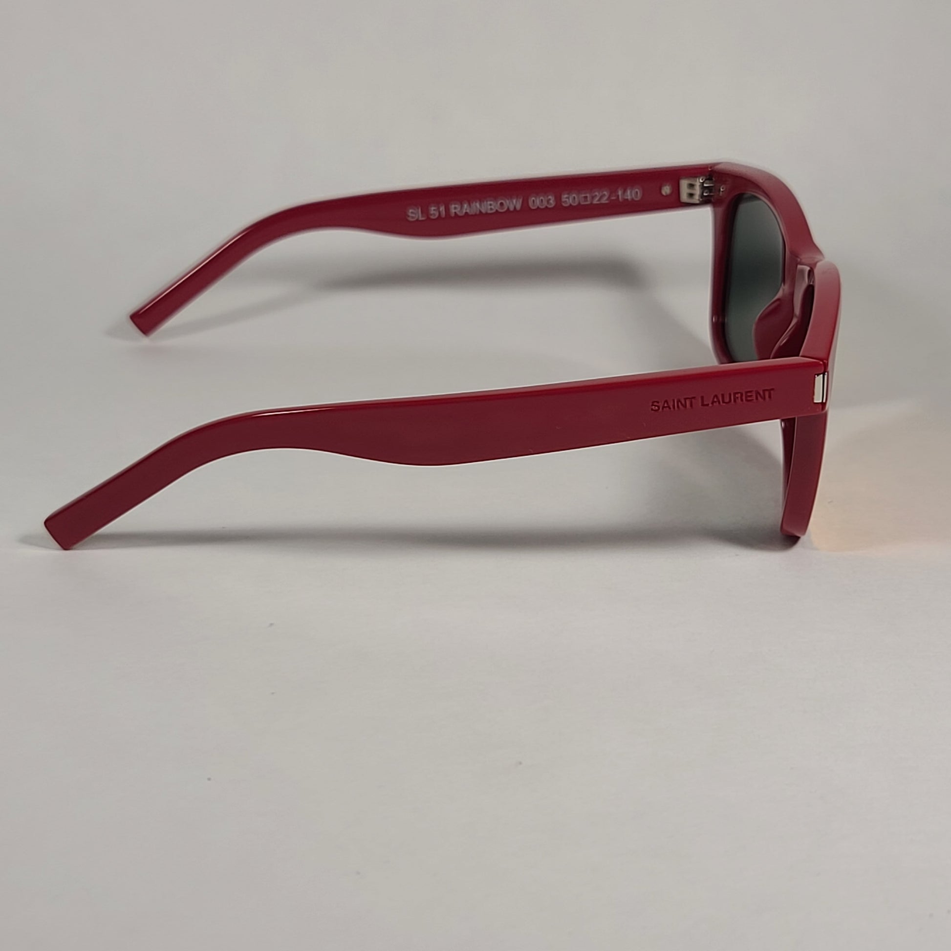 Saint Laurent Square Sunglasses Red Frame Orange Mirror Flash Lens SL51 RAINBOW 003 - Sunglasses
