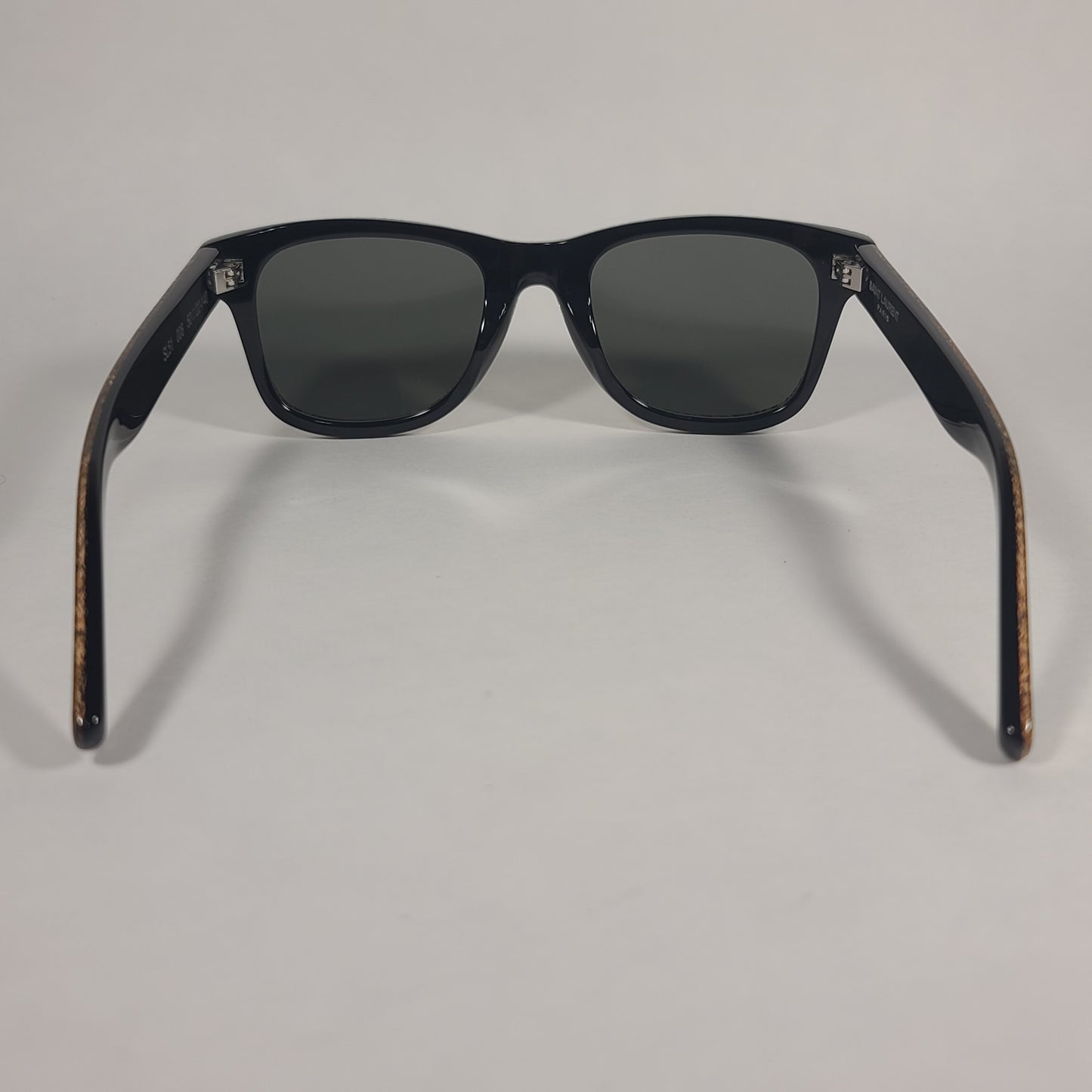 Saint Laurent Square Sunglasses Black Gold Glitter Frame Gray Lens SL51 008 - Sunglasses