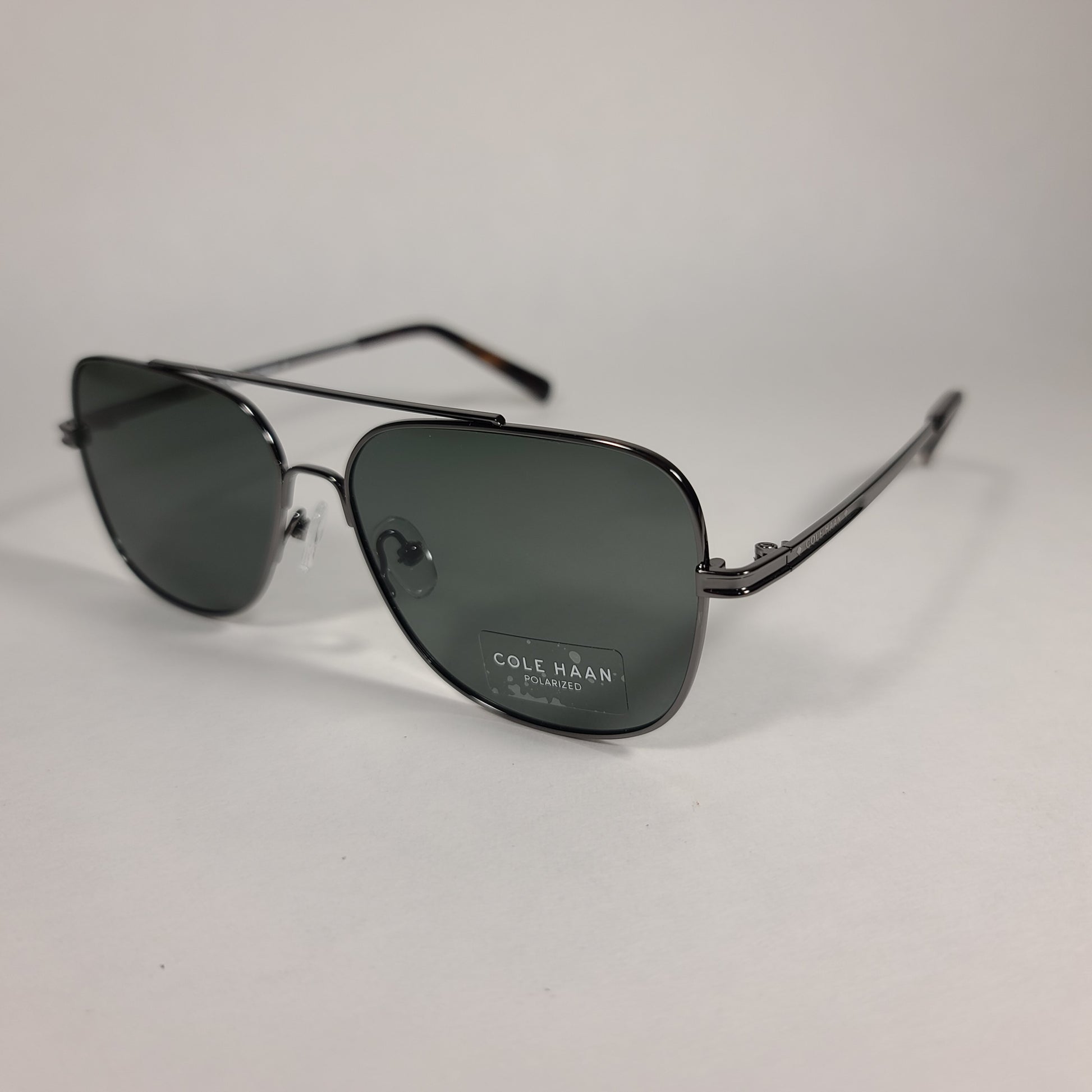 Cole Haan Polarized Navigator Sunglasses Gunmetal Tortoise Frame Gray Green Lens CH8002 033 GUNMETAL - Sunglasses