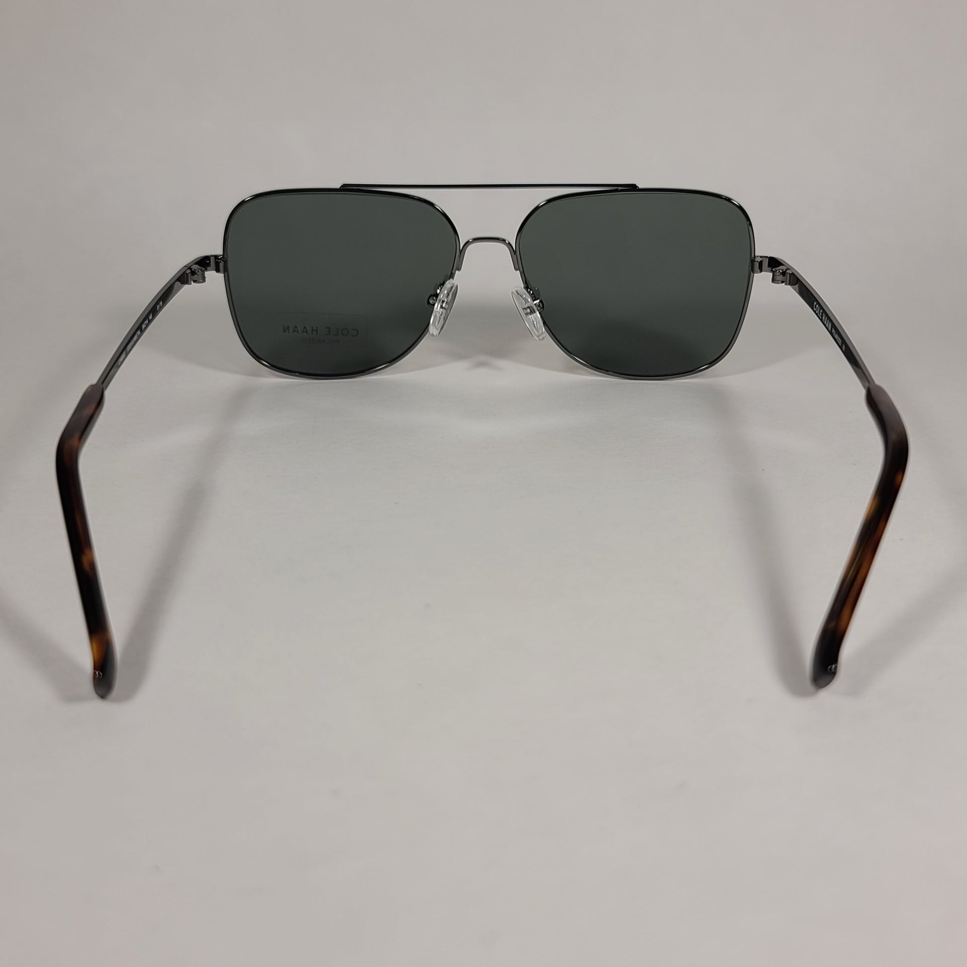 Cole Haan Polarized Navigator Sunglasses Gunmetal Tortoise Frame Gray Green Lens CH8002 033 GUNMETAL - Sunglasses