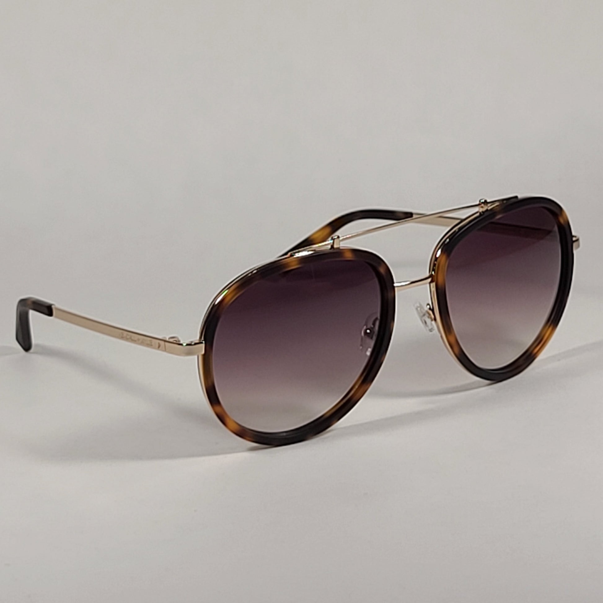 Kendall + Kylie Jules Aviator Sunglasses Matte Demi Tortoise and Gold Frame Brown Gradient Lens KK5005Q 215 - Sunglasses